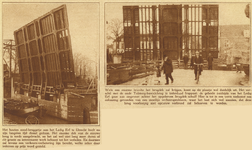873951 Collage van 2 foto's betreffende de bouw van de nieuwe Tolsteegbasculebrug te Utrecht, die de naam ...
